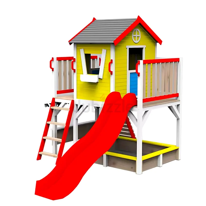 Wooden Playhouse with slide , Tower  Tunnels -200*243*295CM63264591233027112