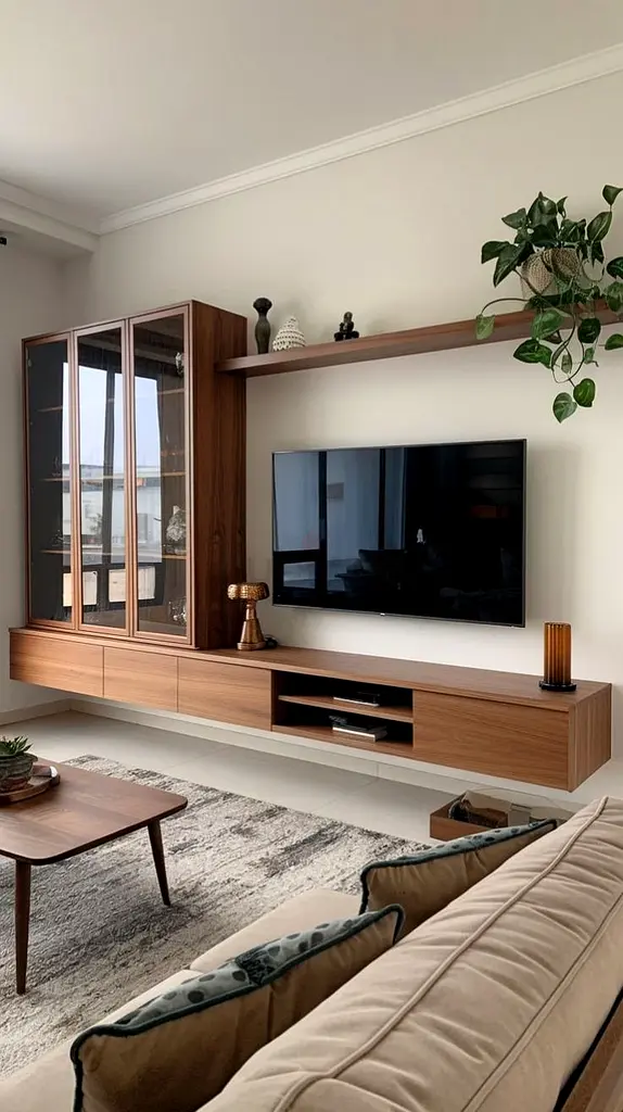 Custom-Made Stylish Modern TV Unit and Cabinet Set