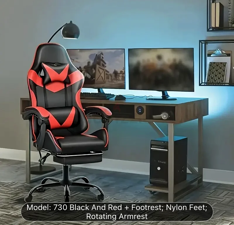 Gaming Chair, ergonomic PU leather computer chair with waist support, adjustable waist support, recl632307103729931124