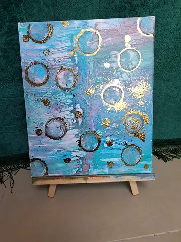 Stunning Abstract Painting with Gold Accents