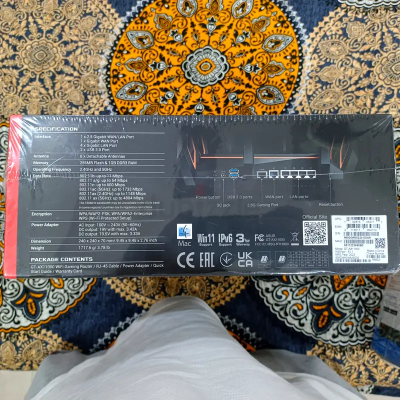 ROG Rapture GT-AX11000 IEEE 802.11ax Ethernet Wireless Router - 2.40 GHz ISM Band - 5 GHz UNII Band