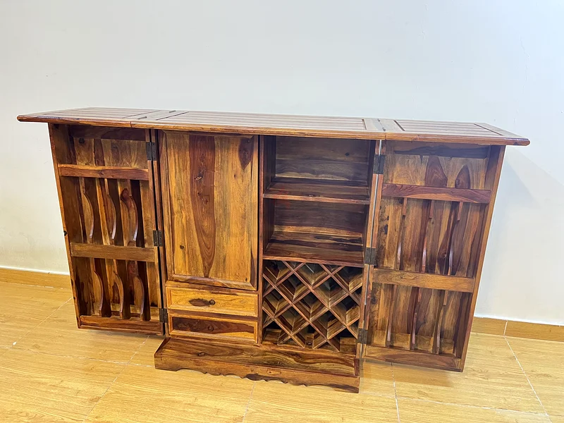 Antique Marina Solid Wood Bar With Leather Stools62865808950017111