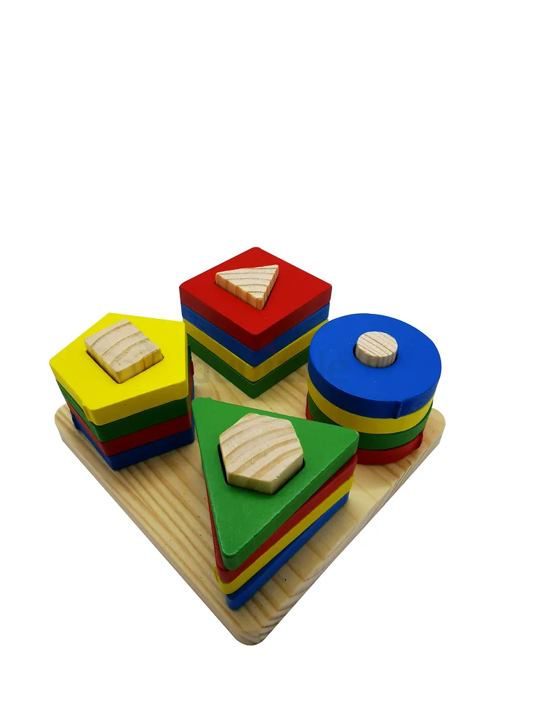 Wooden Geometric Shape Sorting Board Puzzle, Educational Stacking Toy with Blocks, Early Learnings62866837677697111