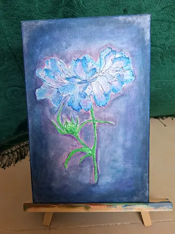 Stunning Floral Painting - Captivating Blue Blossom
