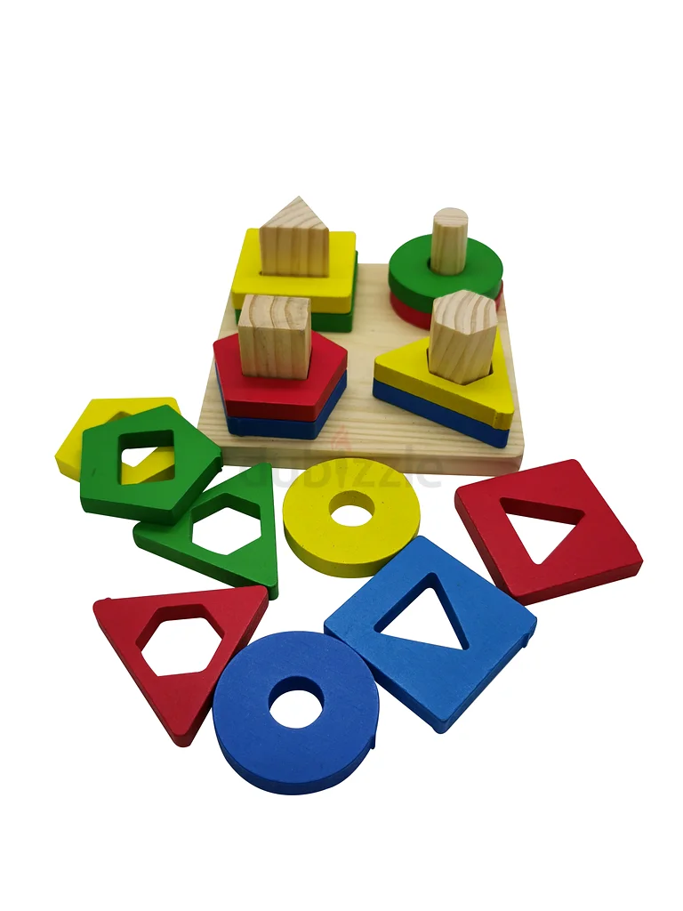 Wooden Geometric Shape Sorting Board Puzzle, Educational Stacking Toy with Blocks, Early Learnings62866837677697111