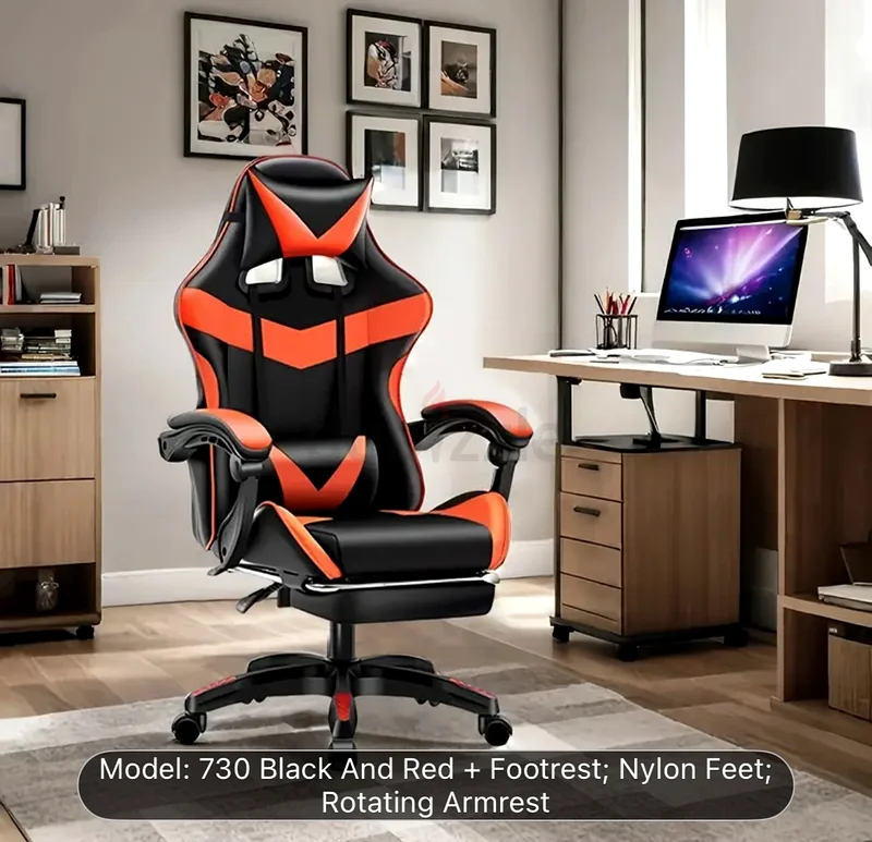 Gaming Chair, ergonomic PU leather computer chair with waist support, adjustable waist support, recl63230710372993112