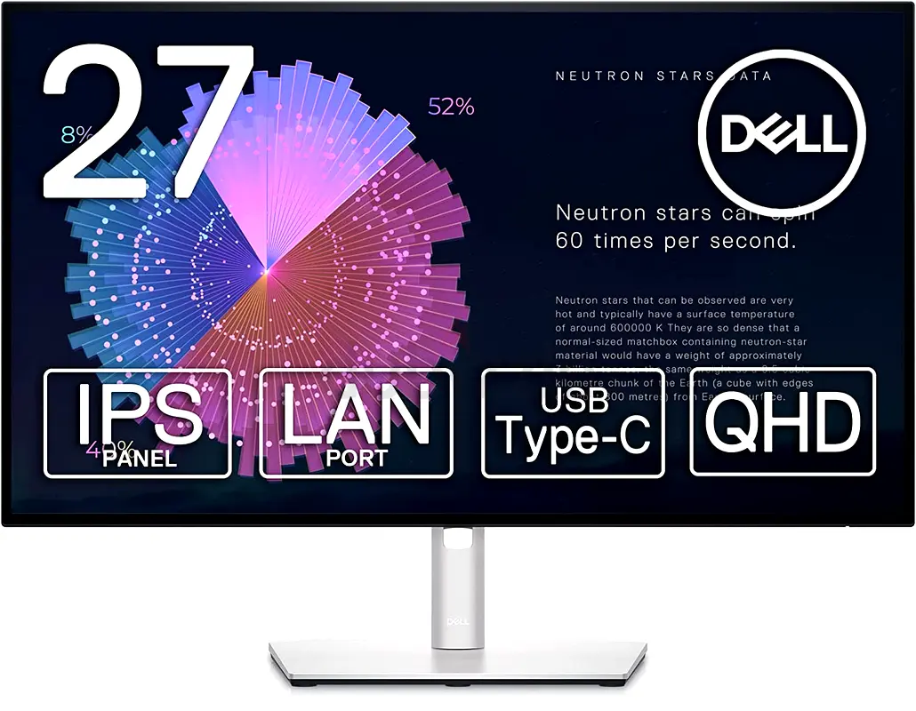 Dell UltraSharp U27722DE-27 inch-USB C Hub-100%sRGB-InfinityEdge QHD IPS Display Clarity Led Monitor