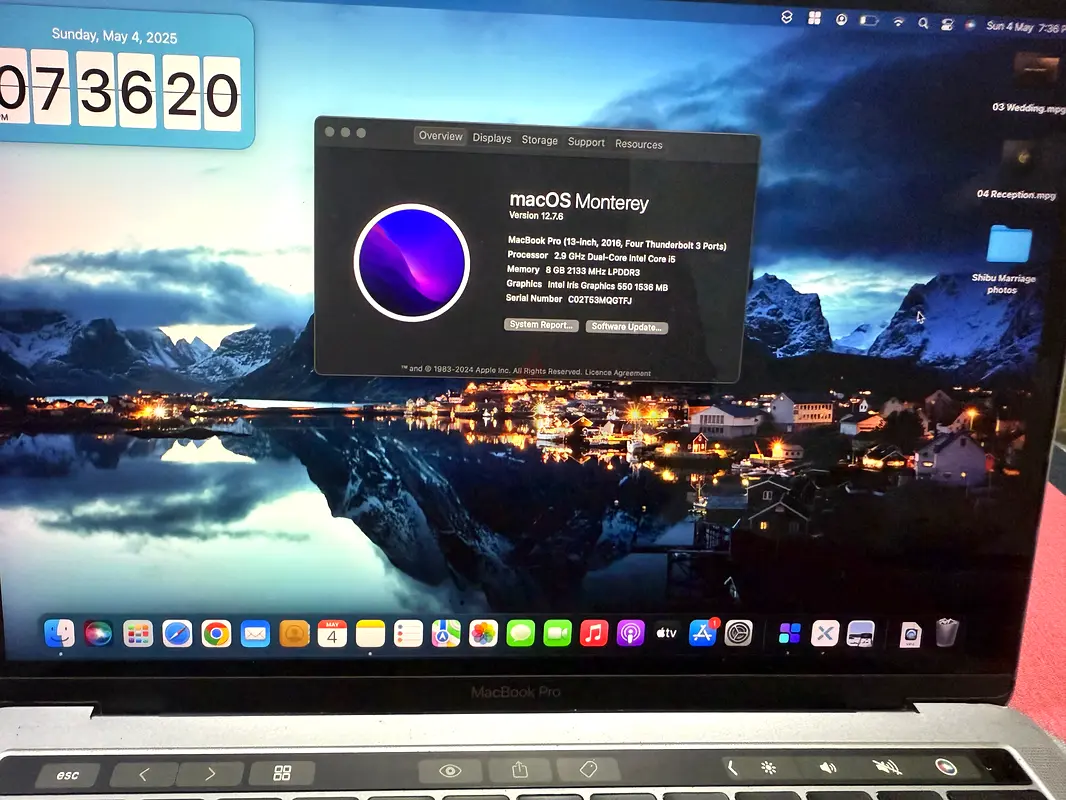 Macbook pro 8GB 256 GB63254488703106110