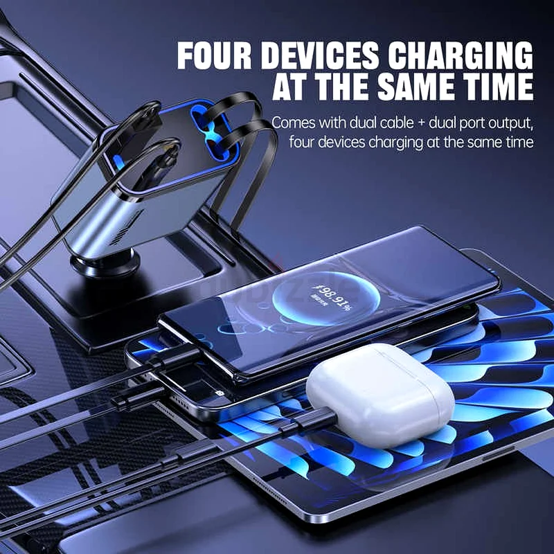 Retractable Car Charger, 4 in 1 Fast Charging63221852171779113