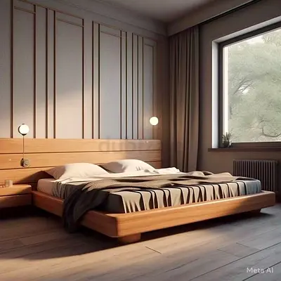 Modern Wooden Bed with Elegant Design