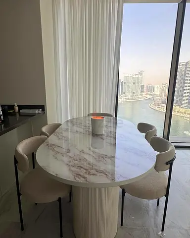 Stylish Marble Dining Table with Elegant Chairs
