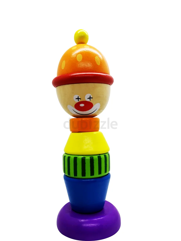 Wooden Stacking Clown Toy for Toddlers – Educational Building Blocks with Bright Rainbow Colors62866837654402114