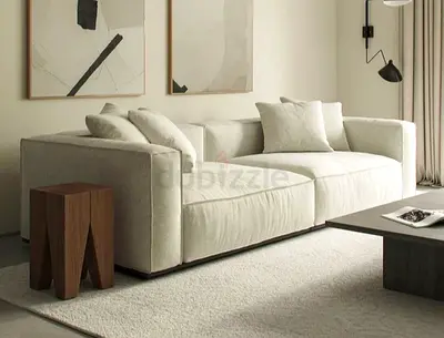 Modern Light Beige 3 Seater Sofa - Boucle Fabric Cloud Sofa For Sale In UAE!