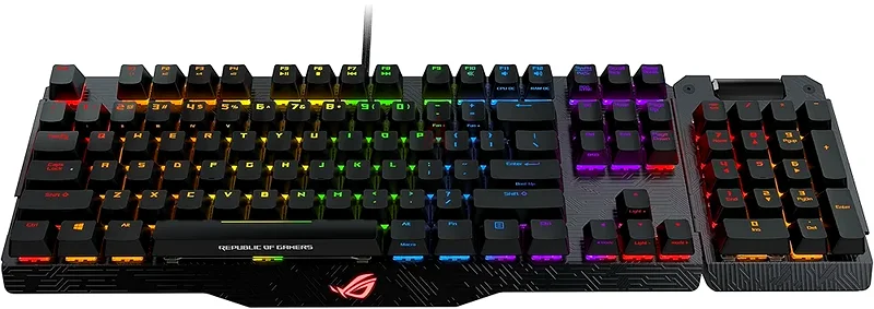 لوحة مفاتيح ألعاب ميكانيكية ASUS ROG Claymore زرقاء مع إضاءة RGB (مفاتيح Cherry MX زرقاء، لوحة أرقام قابلة للفصل وتقنية Aura Sync)63254495321987112