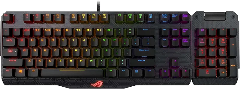 لوحة مفاتيح ألعاب ميكانيكية ASUS ROG Claymore زرقاء مع إضاءة RGB (مفاتيح Cherry MX زرقاء، لوحة أرقام قابلة للفصل وتقنية Aura Sync)63254495321987111