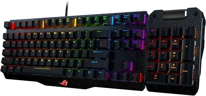 لوحة مفاتيح ألعاب ميكانيكية ASUS ROG Claymore زرقاء مع إضاءة RGB (مفاتيح Cherry MX زرقاء، لوحة أرقام قابلة للفصل وتقنية Aura Sync)63254495321987113