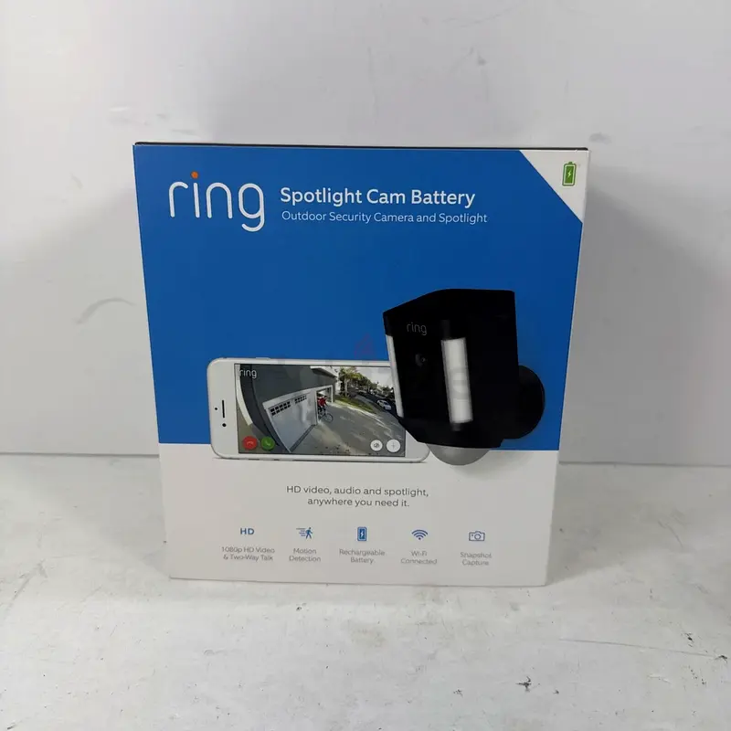Ring Spotlight Cam Outdoor Security Camera  Spotlight (Battery) Black | NEW
