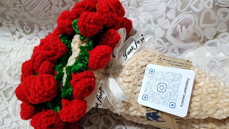 Beautiful Handmade Crochet Rose Blanket Bouquet63225745247107113