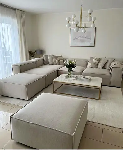 Cozy Light Grey L-Shaped Corner Sofa Sectional  Storage Ottoman