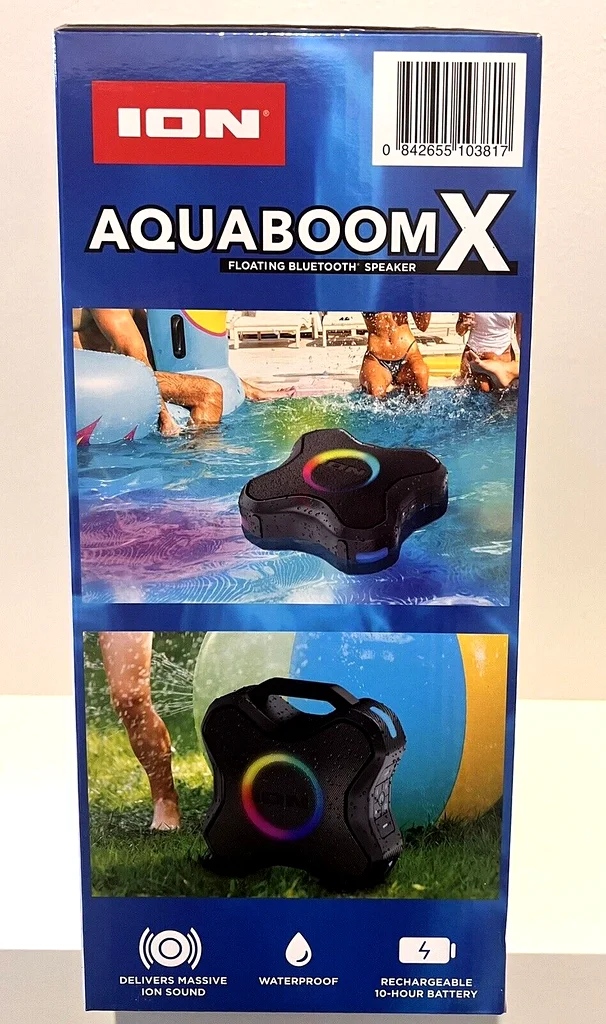 سماعة بلوتوث عائمة قابلة لإعادة الشحن ION AQUABOOM X ISP174 باللون الأسود - جديدة تمامًا63262395632002111
