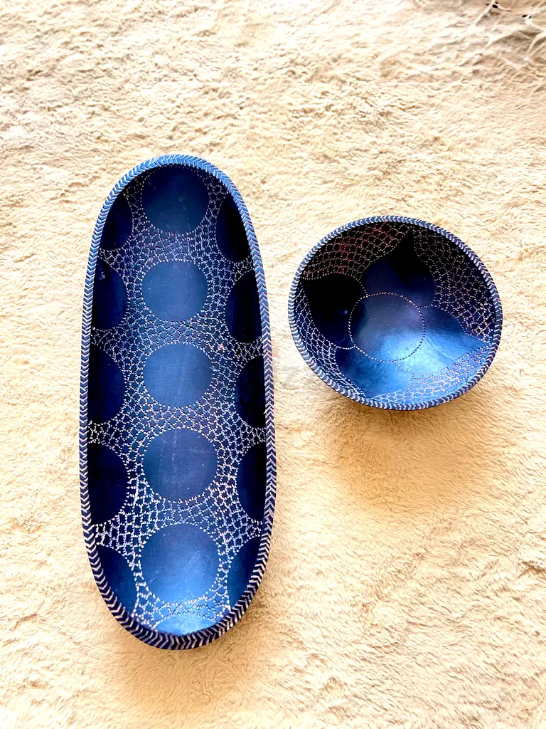 Boho Decorative Wooden Bowl/Fruit Tray Hand Carved