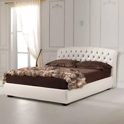 Stylish and Elegant Queen Size Bed with Plush Headboard
