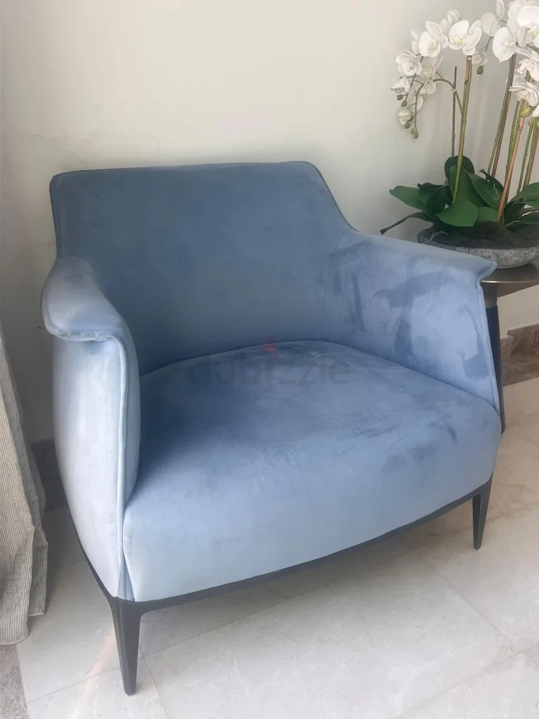 Two Elegant White  Velvet Blue Accent Chair - Perfect for Any Space628638200153631118