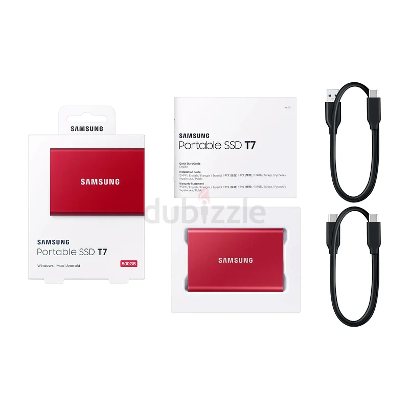 SAMSUNG T7 500GB USB 3.2 Gen 2 Samsung 3D V-NAND 3-bit MLC External Solid State Drive63257117332482111