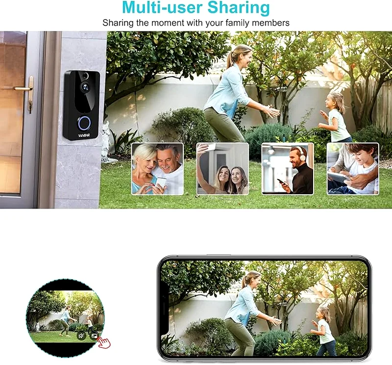 Video Doorbell Wireless, 1080P HD Smart WiFi Door View with Chime, PIR Motion Detection, 2-Way Audio63262403755010112