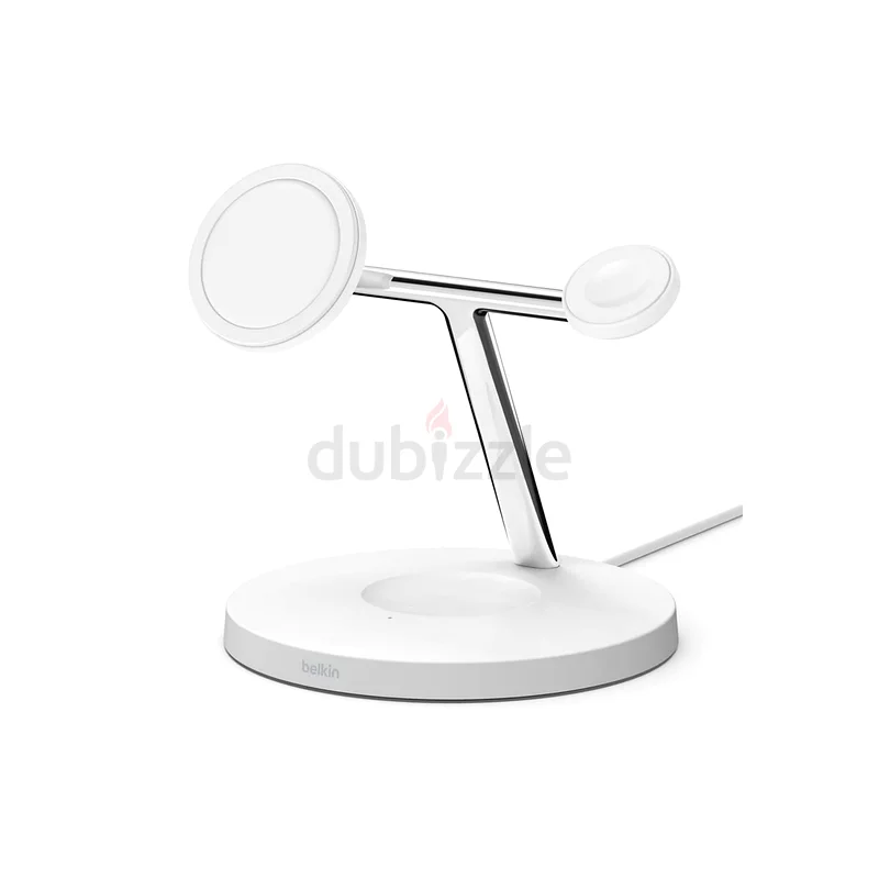 حامل Belkin BoostCharge Pro - لاسلكي - iPhone وApple Watch وAirPods - 3 فتحات - Qi2 - كابل شحن63221853262465114