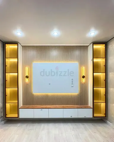 Stylish Modern Entertainment Center with LED Lighting