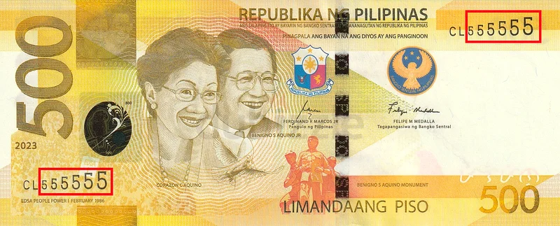 PHILIPPINES 500 PESOS SOLID 5 BANKNOTE 202363264068586113110