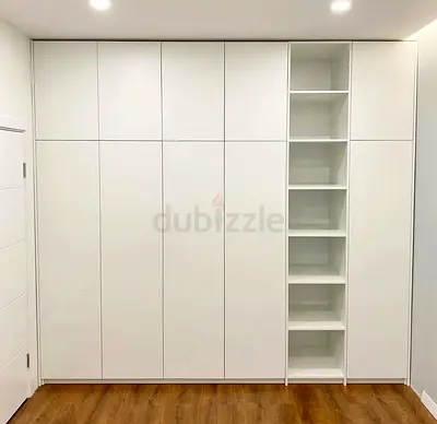Sleek Modern White Wardrobe with Shelves