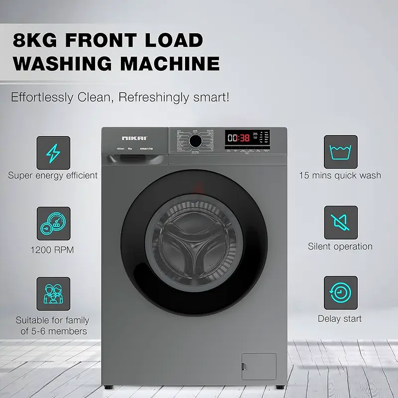 Nikai 8KG Front Loading Fully Automatic Washing Machine63243180208641112