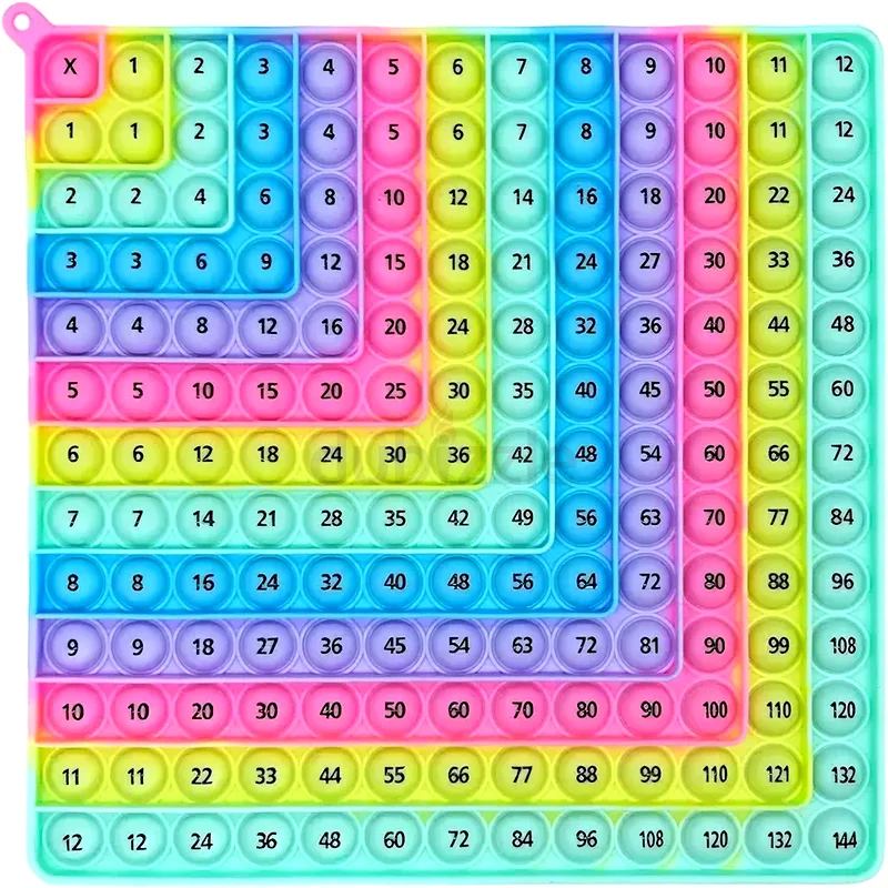 Educational Times Table Learning Toy, 12x12 Multiplication and Addition Grids, Rainbow Pop Fidget63204853794050112