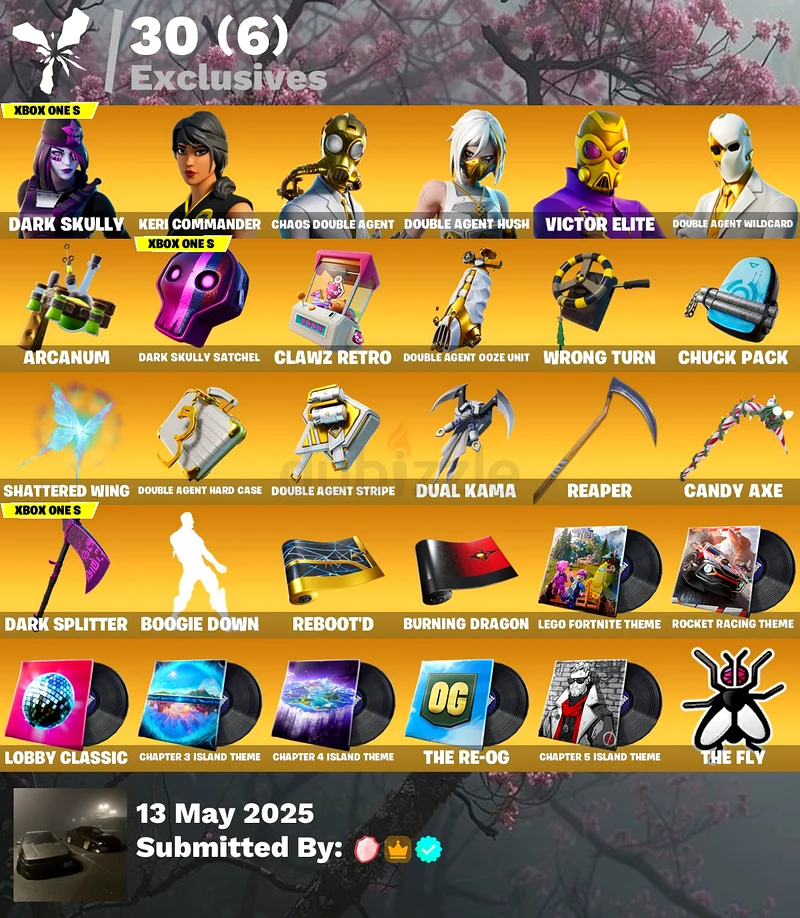 حساب فورتنايت حصري مع عرق داكن سكولي + فأس حلوى63228311976195111
