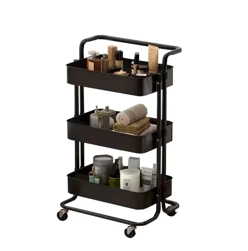 3-Tier Folding Storage Rack with Wheels Metal– Kitchen Storage Shelf63218802643331111