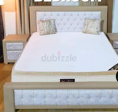 Elegant King-Size Bed Set with Plush Mattresses
