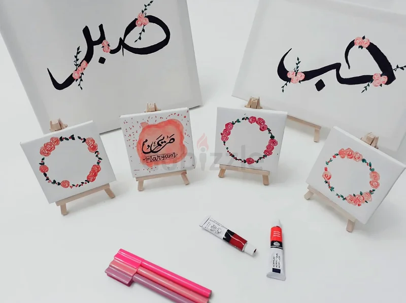 Stunning Customized Name Art on Mini Easels, Arabic and English Canvas writings for Gifts63222338407297111