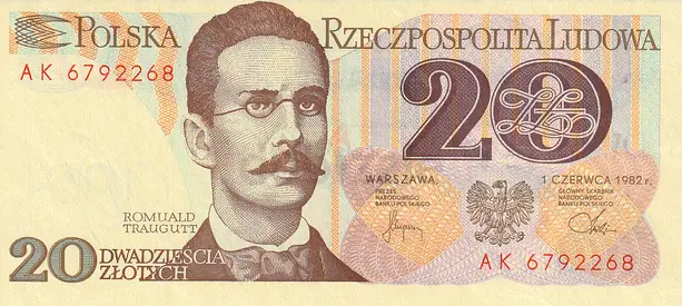 POLAND 20 ZLOTY BANKNOTE 1982