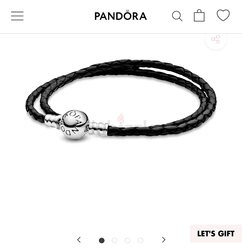 Pandora SILVER LEATHER BRACELET, DOUBLE, BLACK63173510882434112