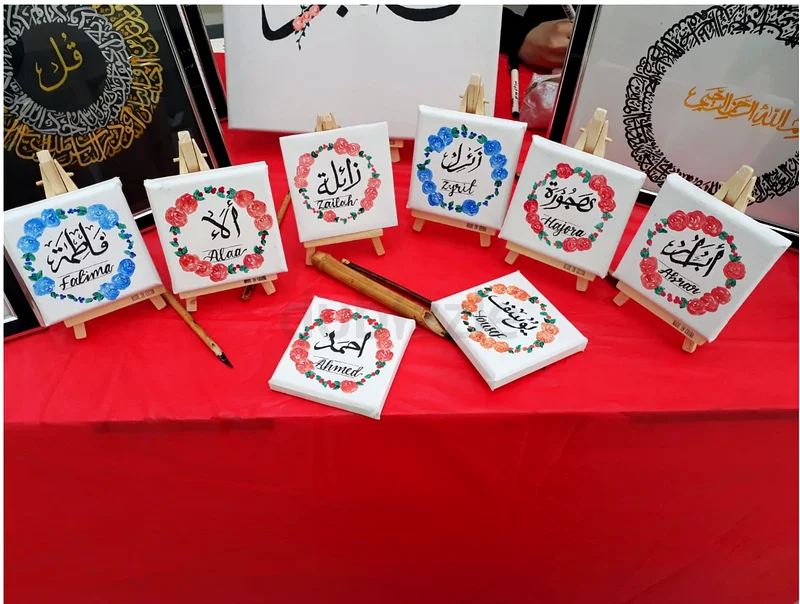 Stunning Customized Name Art on Mini Easels, Arabic and English Canvas writings for Gifts63222338407297112