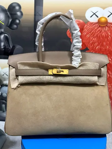 Hermes birkin 30cm seude leather womens handbag