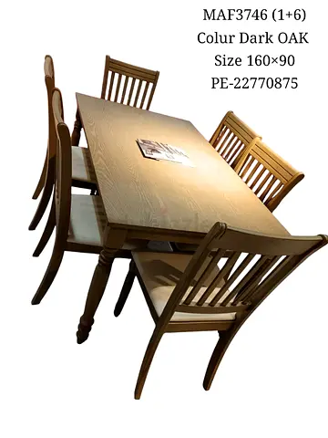 Elegant Dark Oak Dining Table Set with Chairs