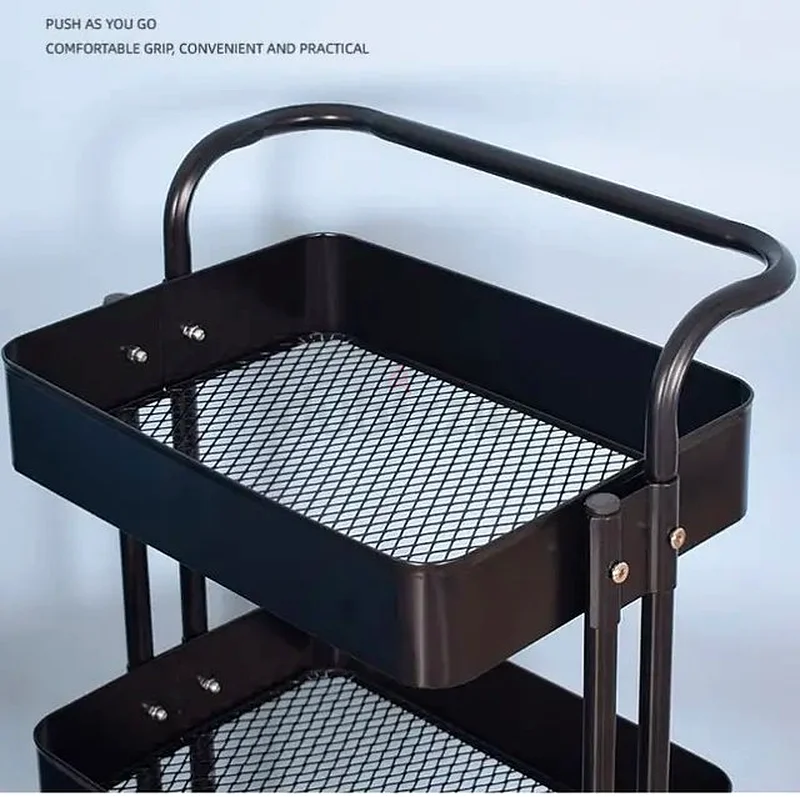 3-Tier Folding Storage Rack with Wheels Metal– Kitchen Storage Shelf63218802643331113