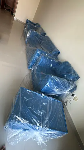 Brand New Blue Sofa Set - Unwrapped and Ready for Your Home!