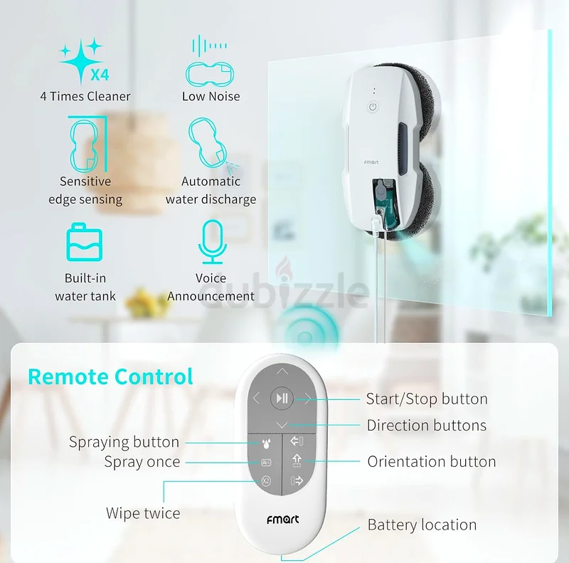 Fmart Window Cleaner Robot T9 Smart Glass Cleaning with Ultrasonic Spray for Indoor Outdoor High Ris63253472385537113
