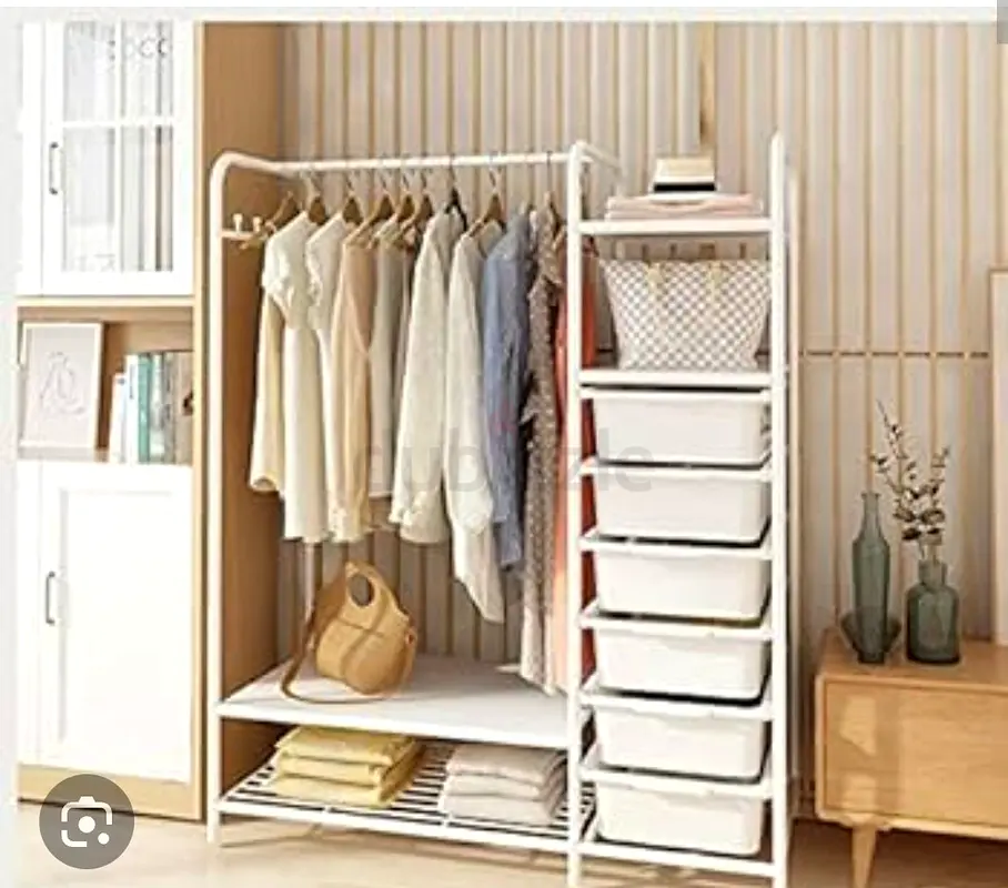 Clothes rack with 6 fibre drawers