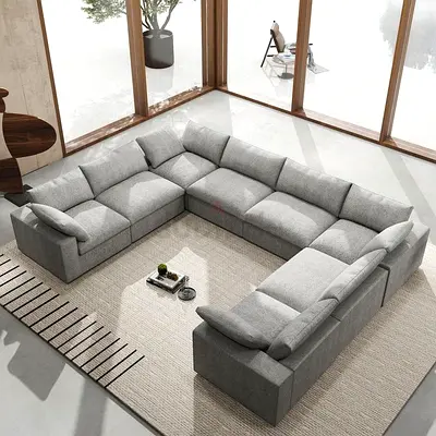 Brand New Sofa Grey Sectional Sofa 8 Seater Modular U Shape Sofa Set