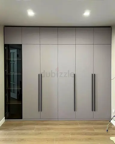 Sleek Modern Wardrobe with Glass Display